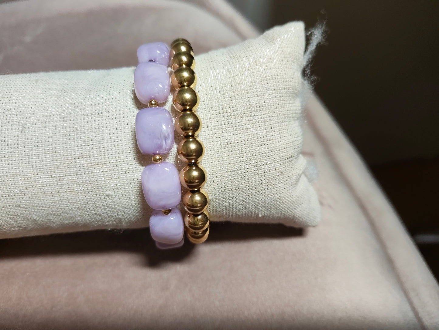 Bracelets lila & gold