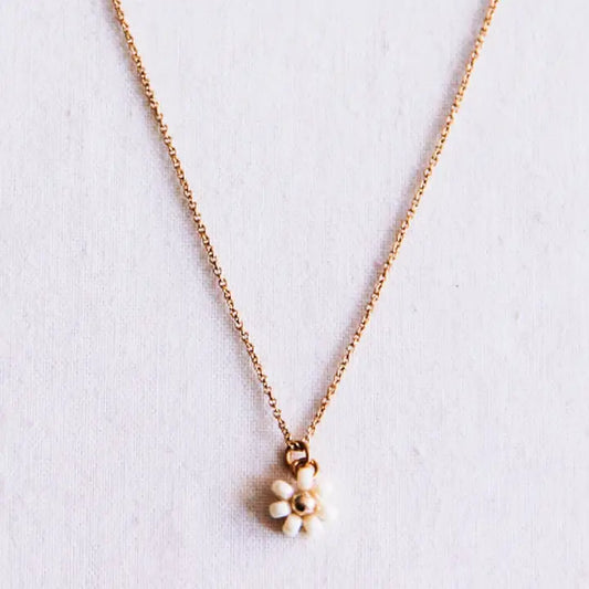 Necklace daisy flower - cream