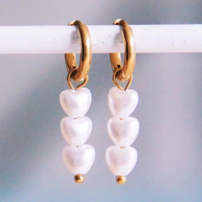 Hoops heart pearls
