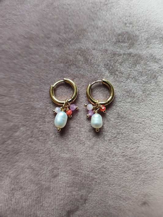 Earrings Pearl & color